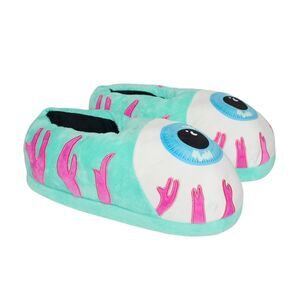 Mishka Keep Watch Plush Slippers Medium W9/M7 Aqua Eyeballs Streetwear